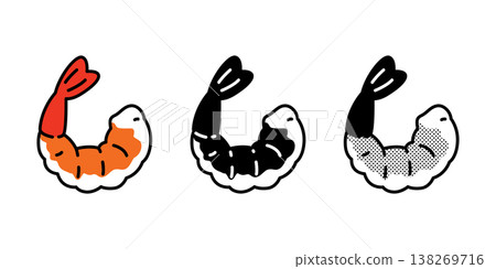 shrimp icon vector cartoon japanese food sushi doodle character logo symbol illustration isolated design clip art 138269716