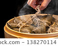 Traditional bamboo steamers for steaming delicious zongzi (sticky rice dumplings) for Dragon Boat Festival 138270114