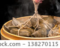 Traditional bamboo steamers for steaming delicious zongzi (sticky rice dumplings) for Dragon Boat Festival 138270115