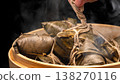 Traditional bamboo steamers for steaming delicious zongzi (sticky rice dumplings) for Dragon Boat Festival 138270116