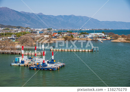 Lake Biwa scenery, view from Biwa Lake Bridge, Katata, Otsu City, Shiga Prefecture. 138270270