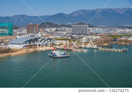 Biwako Ohashi Rice Plaza Roadside Station: View from Biwako Ohashi Bridge, Katata, Otsu City, Shiga Prefecture Biwako Ohashi Rice Plaza Roadside Station: View from Biwako Ohashi Bridge, Katata, Otsu City, Shiga Prefecture 138270275