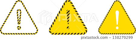 A set of yellow, triangular care mark templates with rounded corners and a tiger pattern. A set of yellow, triangular care mark templates with rounded corners and a tiger pattern. 138270299