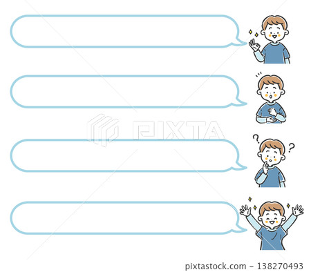 一組有對話框的男孩（向量圖） 138270493