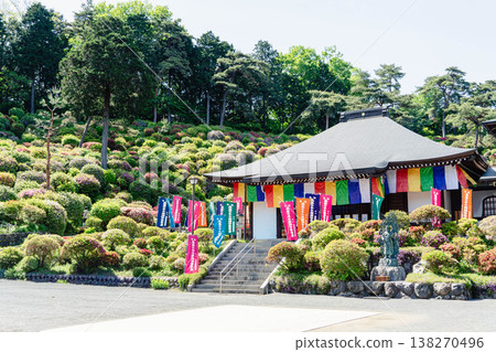 Shiofune Kannon Temple and a spring flower landscape adorned with azaleas Shiofune Kannon Temple and a spring flower landscape adorned with azaleas 138270496
