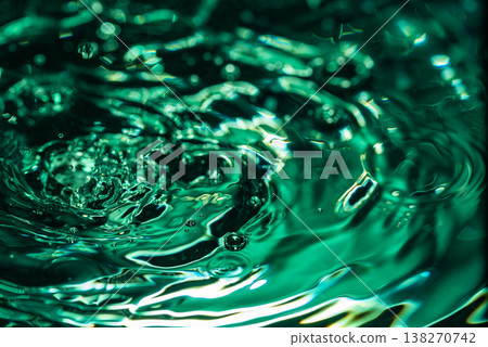 349.Green Ripples and Bubbles on Reflective Water Surface 349.Green Ripples and Bubbles on Reflective Water Surface 138270742