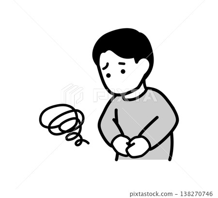 一幅描繪一名胃部不適男子的向量插圖。 138270746