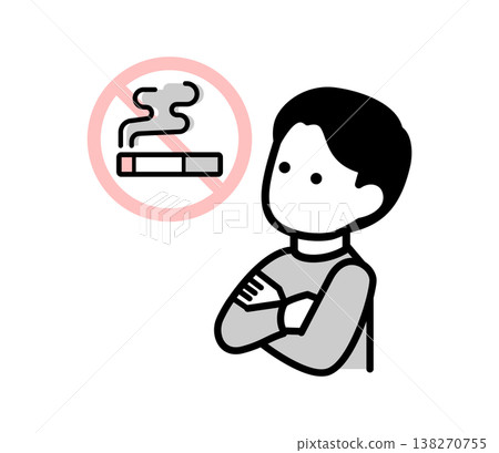 一幅男人戒菸的插圖 一幅男人戒菸的插圖 138270755