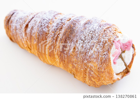 Delicious cherry blossom cream cornet Delicious cherry blossom cream cornet 138270861