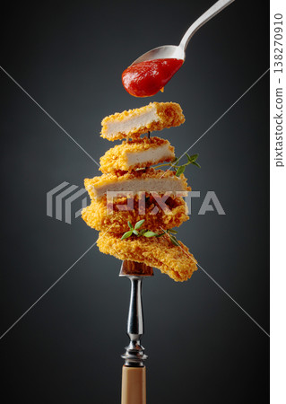 Nuggets with tomato sauce. Nuggets with tomato sauce. 138270910