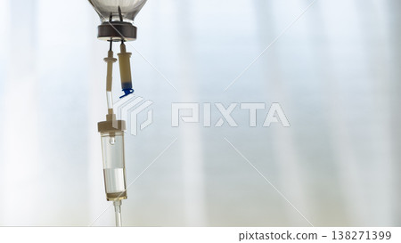 Health care background of IV drip chamber closeup with copy-space 138271399