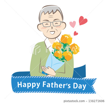 A father receives a bouquet of roses on Father's Day. 138271606