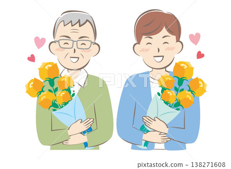 父親節當天，一位父親和一位祖父收到了一束玫瑰花。 138271608