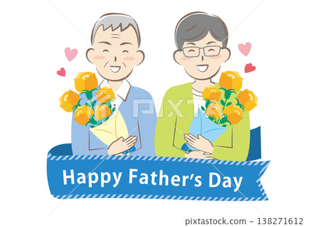 A father and grandfather receive a bouquet of roses on Father's Day. 138271612