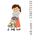 A baby in a stroller and a woman 138272132