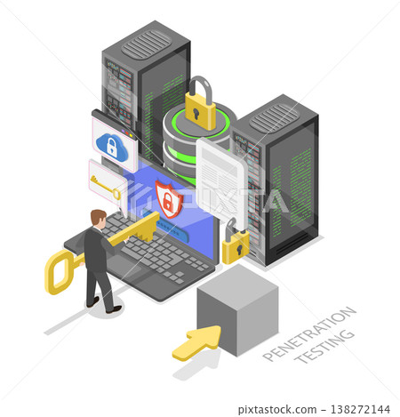 3D Isometric Flat Vector Illustration of Mulnerability Testing, Teamwork And Data Management For Cyber Threats With Digital Security Solutions. Item 2 3D Isometric Flat Vector Illustration of Mulnerability Testing, Teamwork And Data Management For Cyber Threats With Digital Security Solutions. Item 2 138272144