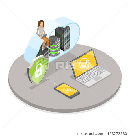 3D Isometric Flat Vector Illustration of Online Data Storage, Cloud Software Concept. Item 2 138272280