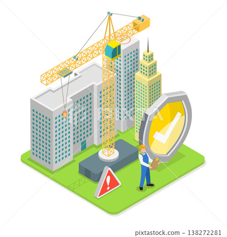 3D Isometric Flat Vector Illustration of Safety and Health at Work, Productive Working Environment. Item 2 138272281