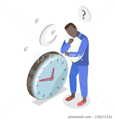 3D Isometric Flat Vector Illustration of Sleep Problems, Stress Management. Item 2 138272322