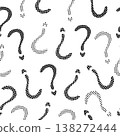 Black monochrome question mark seamless pattern. Decorative halftone endless background, punctuation mark and FAQ vector backdrop 138272444