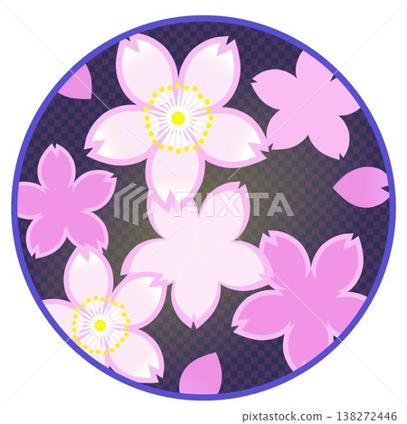 圓形背景的櫻花插圖 圓形背景的櫻花插圖 138272446