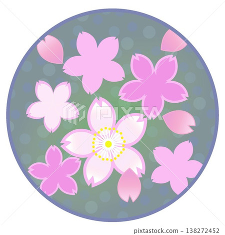 Cherry blossom illustration with a circular background Cherry blossom illustration with a circular background 138272452