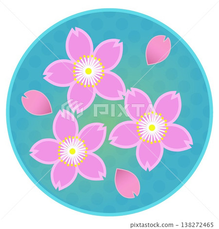 Cherry blossom illustration with a circular background Cherry blossom illustration with a circular background 138272465