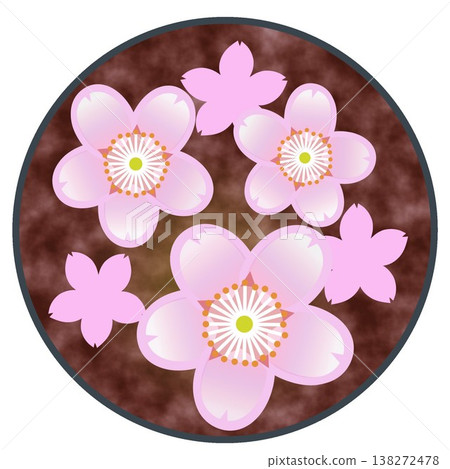 圓形背景的櫻花插圖 圓形背景的櫻花插圖 138272478