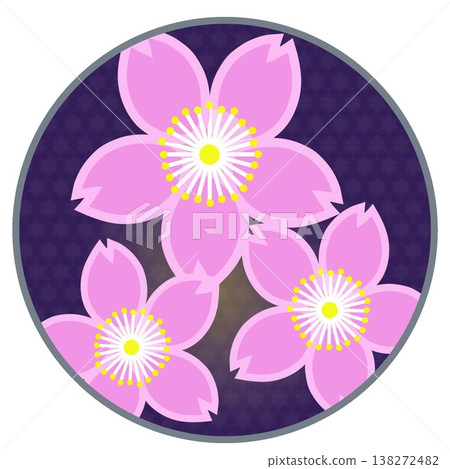 Cherry blossom illustration with a circular background 138272482