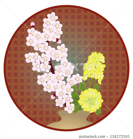 圓形背景的櫻花插圖 圓形背景的櫻花插圖 138272501