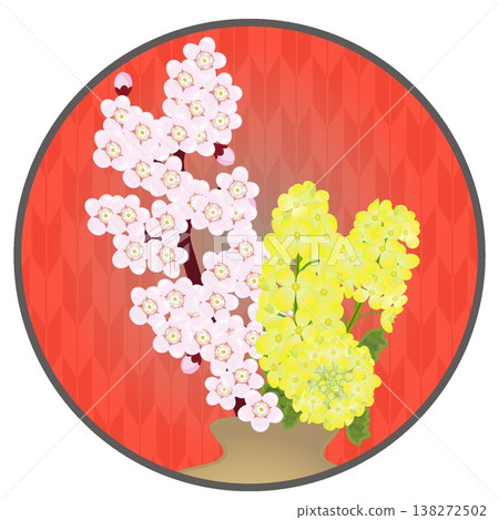 圓形背景的櫻花插圖 圓形背景的櫻花插圖 138272502