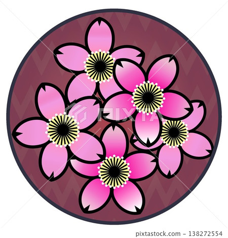 圓形背景的櫻花插圖 圓形背景的櫻花插圖 138272554