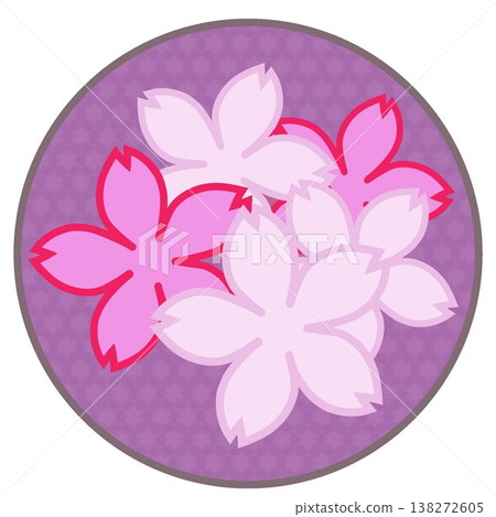 圓形背景的櫻花插圖 圓形背景的櫻花插圖 138272605