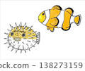 Pufferfish and Clownfish (Illustration) 138273159
