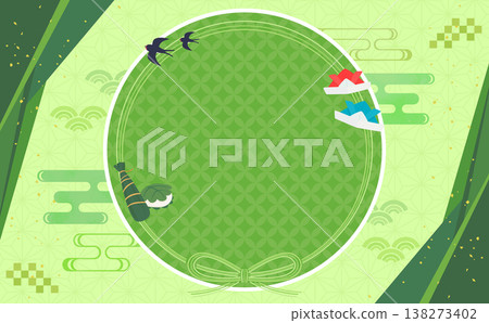 Japanese-style round frame for Children's Day (Tango no Sekku) 3_No text_Horizontal Japanese-style round frame for Children's Day (Tango no Sekku) 3_No text_Horizontal 138273402