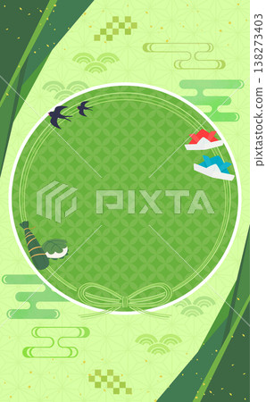 Japanese-style round frame for Children's Day (Tango no Sekku) 3_No text_Vertical Japanese-style round frame for Children's Day (Tango no Sekku) 3_No text_Vertical 138273403