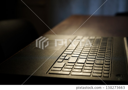 Laptop at home on a living room table ready to start working Laptop at home on a living room table ready to start working 138273663