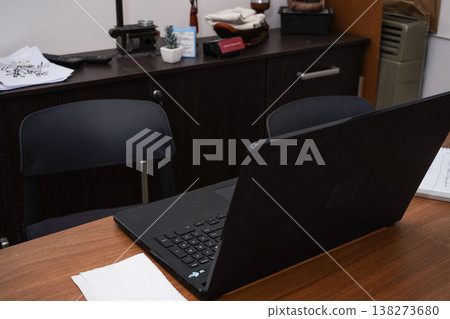 Home office workspace on a living room table Home office workspace on a living room table 138273680