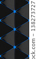 Modern black abstract wallpaper with clean geometric elements, emphasizing triangular forms in the foreground and a vertically structured, repeating sci-fi pattern 138273727