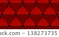 Bloody red abstract wallpaper featuring geometric shapes with triangles in the foreground. A texture with a repeating sci-fi-style geometric pattern 138273735