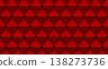 Bloody red abstract wallpaper featuring geometric shapes with triangles in the foreground. A texture with a repeating sci-fi-style geometric pattern 138273736