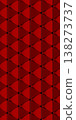 Bloody red abstract wallpaper featuring geometric shapes with triangles in the foreground. A texture with a repeating sci-fi-style geometric pattern 138273737