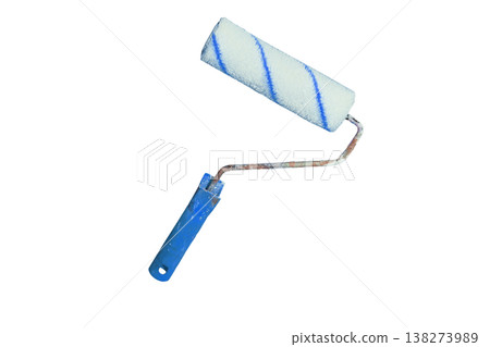 Painting tool used roller isolated on white 138273989
