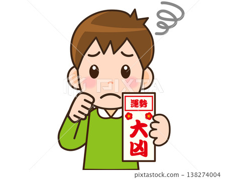 Illustration of a man drawing a fortune slip (2) Illustration of a man drawing a fortune slip (2) 138274004
