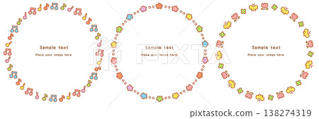 Easy-to-use simple round frame 3-piece set | Design materials and copy space Easy-to-use simple round frame 3-piece set | Design materials and copy space 138274319