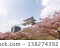 Cherry blossoms and Japanese castles: Scenes of spring flowers and traditional architecture 138274392