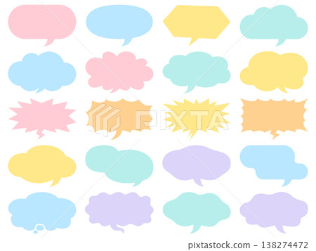 A set of colorful speech bubbles in various shapes. 138274472