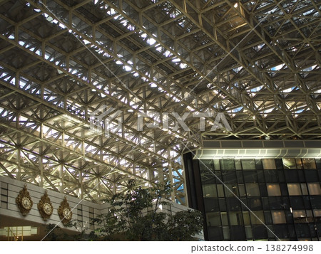 The interior of the lobby and the massive truss structure ceiling. The interior of the lobby and the massive truss structure ceiling. 138274998