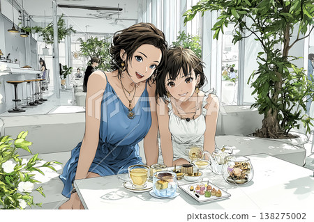 母女共度咖啡館時光 | 甜蜜與笑容的美好時刻 138275002