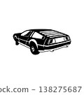American muscle car legend. Isolated on white background, monochrome vector design. Perfect for logo, badge, emblem, icon, sticker design. Available in eps 10. 138275687